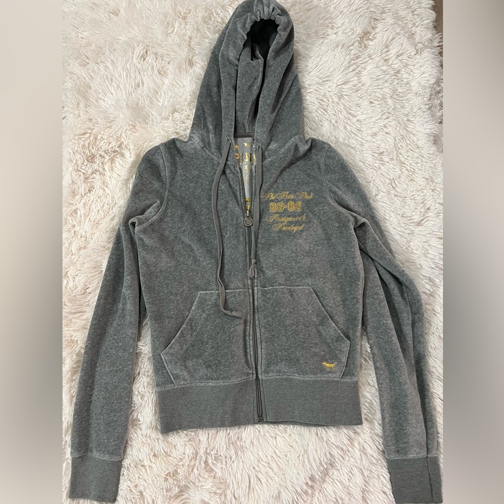 Victoria Secret PINK Zip Up, Size XS, Velour